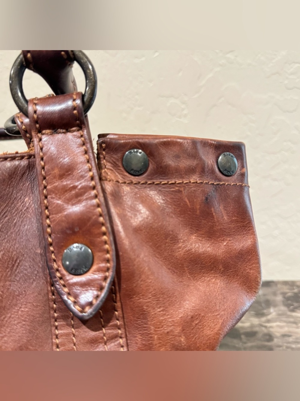 Frye Melissa Brown Leather Tote Bag - Picture 3 of 14